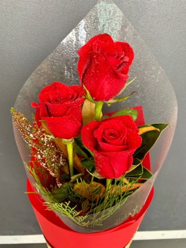 3 Red Rose Bouquet - Cairns Florist